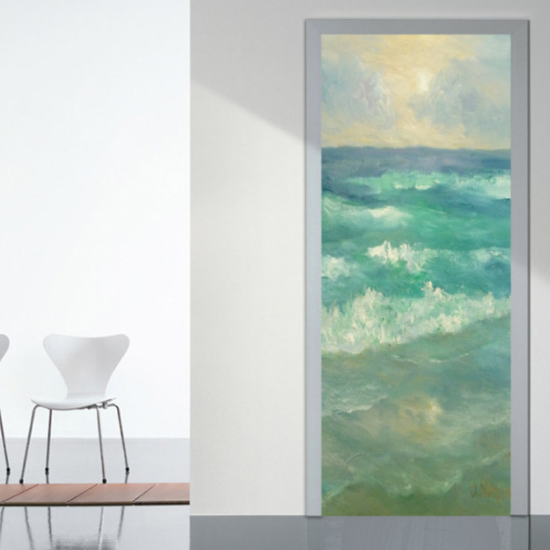 Αυτοκόλλητο πόρτας με Ζωγραφική με τη θάλασσα